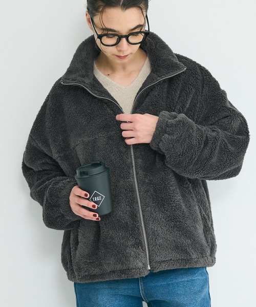 coca（coca）（コカ）の「フリースジップアップジャケット（ブルゾン・レディース・その他/ライトベージュ/ブラック/チャコール・L/S/M）」の7枚目の写真