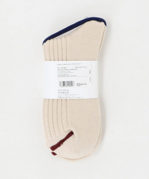 ROTOTO（ロトト）の「＜ROTOTO＞ストライプソックス（ソックス/靴下・メンズ・オフホワイト/ダークグリーン・M）」の8枚目の写真