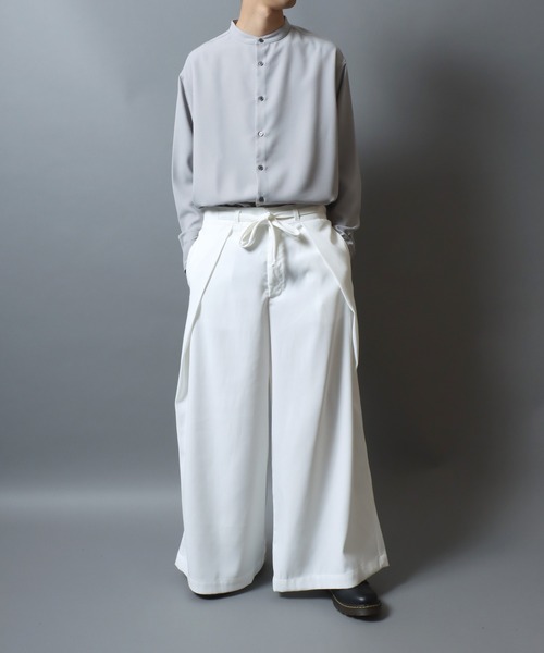 ANPAS(アンパス)の「Gabardine Flared Trousers/ Wide Skirt Pants/ギャバジン ワイドフレアパンツ スカートパンツ ワイド 袴パンツ スラックス レディース メンズ(スラックス・メンズ・アイボリー/ブラック/チャコールグレー・M/L)」の6枚目の写真