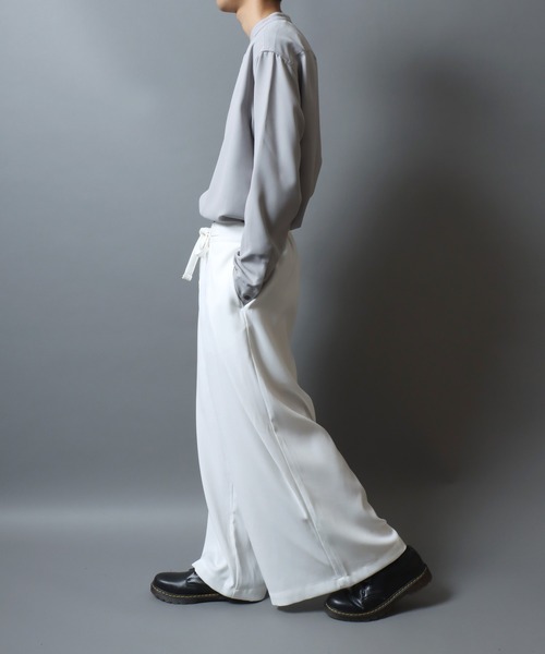 ANPAS(アンパス)の「Gabardine Flared Trousers/ Wide Skirt Pants/ギャバジン ワイドフレアパンツ スカートパンツ ワイド 袴パンツ スラックス レディース メンズ(スラックス・メンズ・アイボリー/ブラック/チャコールグレー・M/L)」の7枚目の写真