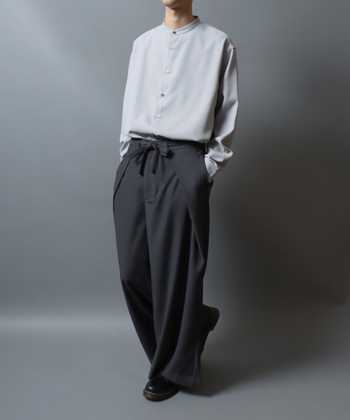 ANPAS(アンパス)の「Gabardine Flared Trousers/ Wide Skirt Pants/ギャバジン ワイドフレアパンツ スカートパンツ ワイド 袴パンツ スラックス レディース メンズ(スラックス・メンズ・アイボリー/ブラック/チャコールグレー・M/L)」の11枚目の写真