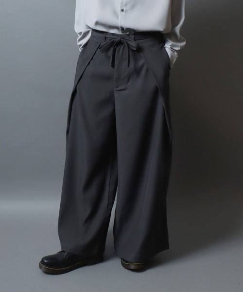 ANPAS(アンパス)の「Gabardine Flared Trousers/ Wide Skirt Pants/ギャバジン ワイドフレアパンツ スカートパンツ ワイド 袴パンツ スラックス レディース メンズ(スラックス・メンズ・アイボリー/ブラック/チャコールグレー・M/L)」の8枚目の写真