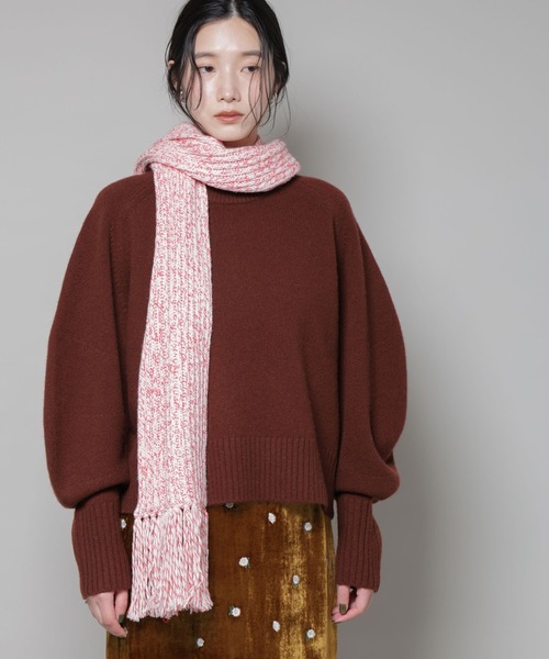 NANO universe（ナノユニバース）の「ミックスカラーニットストール（ストール/ショール・レディース・ブラウン/ピンク/ブルー・F）」の3枚目の写真