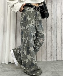 レディースのデニムパンツ（カモフラージュ柄）ファッション通販