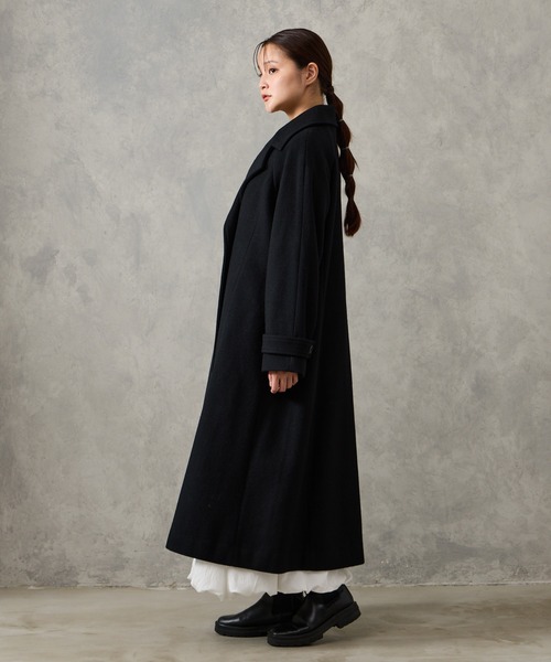 AIMER（エメ）の「RESCWOOL(R)  ビーバー3WAYカラーバックタックAラインロングコート（チェスターコート・レディース・ブラウン/ベージュ/ブラック・LARGE/MEDIUM）」の5枚目の写真