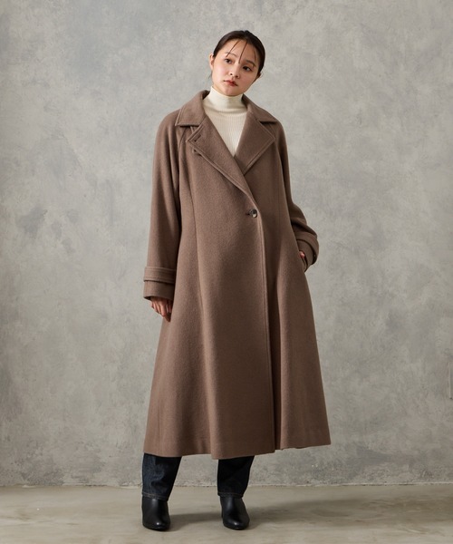 AIMER（エメ）の「RESCWOOL(R)  ビーバー3WAYカラーバックタックAラインロングコート（チェスターコート・レディース・ブラウン/ベージュ/ブラック・LARGE/MEDIUM）」の15枚目の写真