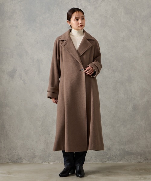 AIMER（エメ）の「RESCWOOL(R)  ビーバー3WAYカラーバックタックAラインロングコート（チェスターコート・レディース・ブラウン/ベージュ/ブラック・LARGE/MEDIUM）」の8枚目の写真