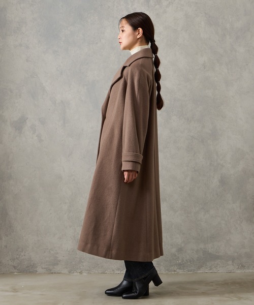 AIMER（エメ）の「RESCWOOL(R)  ビーバー3WAYカラーバックタックAラインロングコート（チェスターコート・レディース・ブラウン/ベージュ/ブラック・LARGE/MEDIUM）」の9枚目の写真