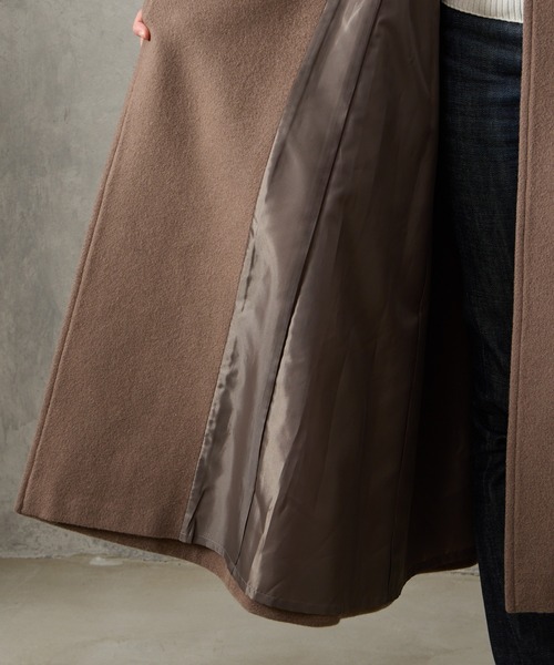 AIMER（エメ）の「RESCWOOL(R)  ビーバー3WAYカラーバックタックAラインロングコート（チェスターコート・レディース・ブラウン/ベージュ/ブラック・LARGE/MEDIUM）」の12枚目の写真