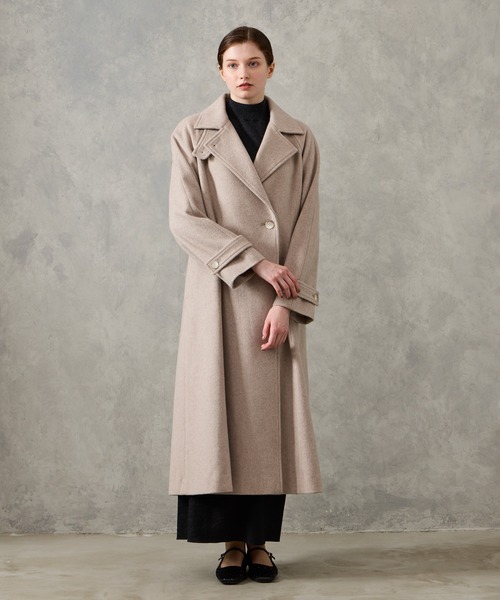 AIMER（エメ）の「RESCWOOL(R)  ビーバー3WAYカラーバックタックAラインロングコート（チェスターコート・レディース・ブラウン/ベージュ/ブラック・LARGE/MEDIUM）」の21枚目の写真