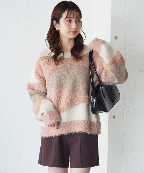 tiptop（ティップトップ）の「異素材MIXプルオーバー（ニット/セーター・レディース・ライトグレー/ブラック/アイボリー・FREE）」の4枚目の写真