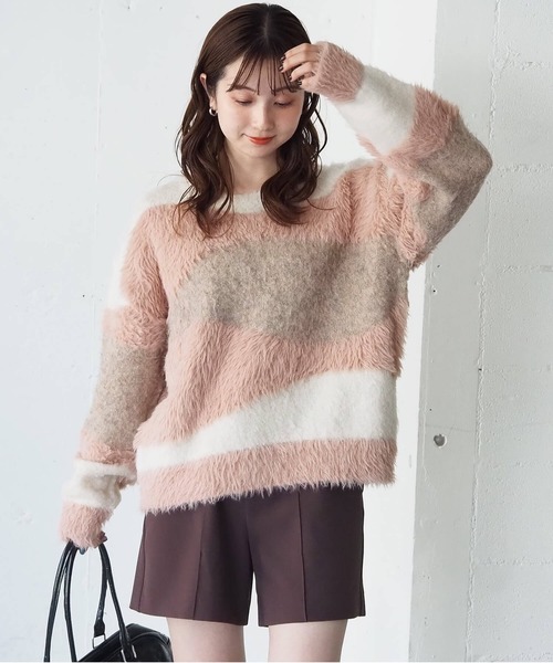 tiptop（ティップトップ）の「異素材MIXプルオーバー（ニット/セーター・レディース・ライトグレー/ブラック/アイボリー・FREE）」の5枚目の写真
