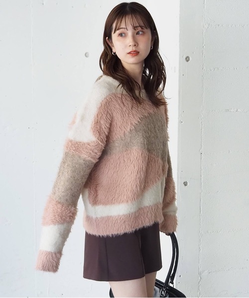tiptop（ティップトップ）の「異素材MIXプルオーバー（ニット/セーター・レディース・ライトグレー/ブラック/アイボリー・FREE）」の6枚目の写真