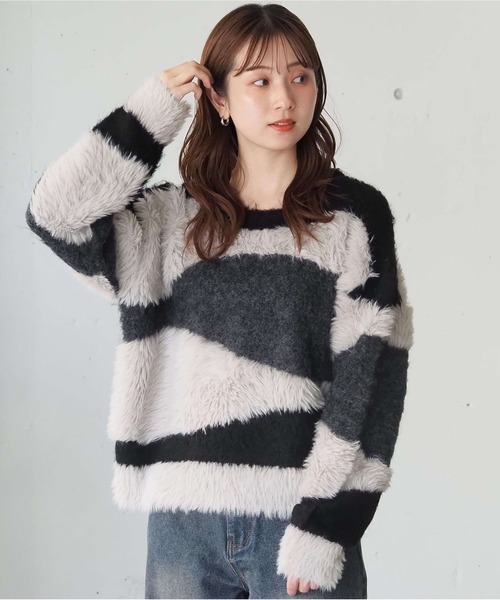 tiptop（ティップトップ）の「異素材MIXプルオーバー（ニット/セーター・レディース・ライトグレー/ブラック/アイボリー・FREE）」の18枚目の写真
