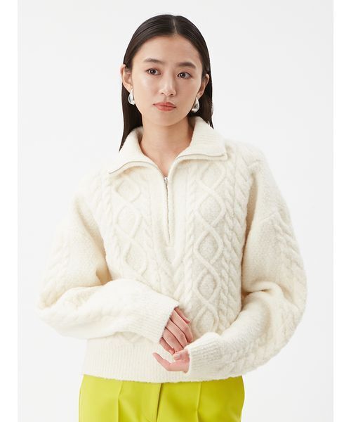 アランブークレーハーフジップニットプルオーバー セール】アランブークレーハーフジップニットプルオーバー（ニット