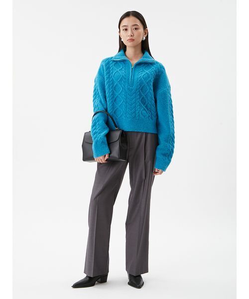 セール】アランブークレーハーフジップニットプルオーバー（ニット