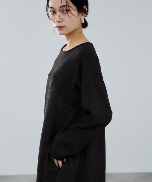 Mac-House(マックハウス)の「milli de l'air ジャガードコクーンワンピース(ワンピース・レディース・ブラック/ダークグレー・M)」の3枚目の写真