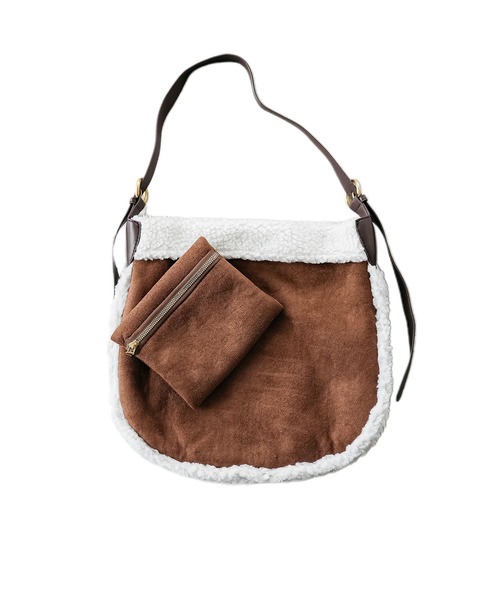 mili an deni（ミリアンデニ）の「フェイクムートンポーチ付きショルダーバッグ（ショルダーバッグ・レディース・ブラウン/ブラック/ベージュ・F）」の14枚目の写真