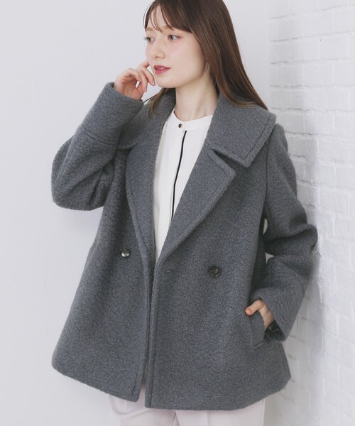 セール】ブークレミドルコート【洗える】（ピーコート）｜index