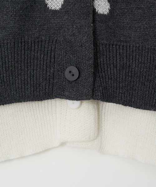 RONRON(ロンロン)の「DOT PATTERN LAYERED KNIT CARDIGAN CHARCOAL WHITE(カーディガン/ボレロ・レディース・その他・FREE)」の6枚目の写真