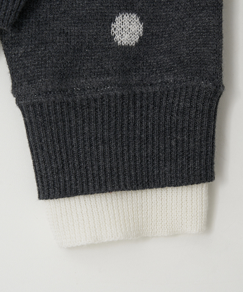 RONRON(ロンロン)の「DOT PATTERN LAYERED KNIT CARDIGAN CHARCOAL WHITE(カーディガン/ボレロ・レディース・その他・FREE)」の7枚目の写真