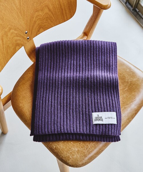 green label relaxing(グリーンレーベルリラクシング)の「ハミルトン ウール ナイロン リブマフラー(マフラー・メンズ・ダークブラウン/ブラック/パープル/グレー系・FREE)」の4枚目の写真