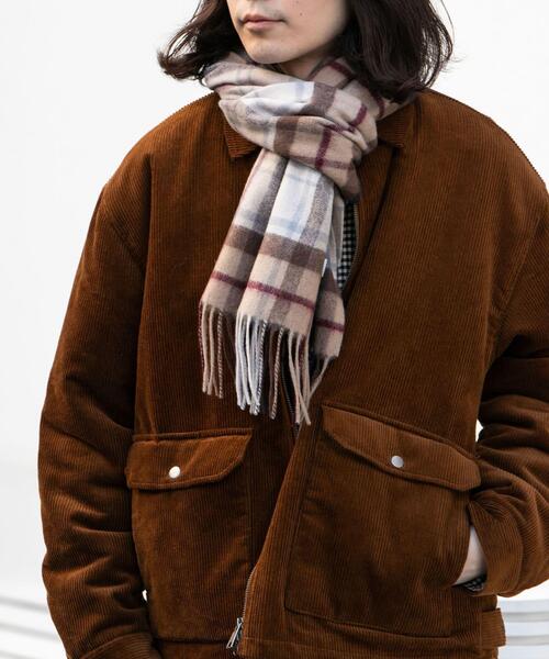 URBAN RESEARCH Sonny Label（アーバンリサーチサニーレーベル）の「ウールカシミヤチェックワイドマフラー（マフラー・メンズ・グレー系その他/ブルー系その他/グリーン系その他/ベージュ系その他・ONE SIZE）」の5枚目の写真
