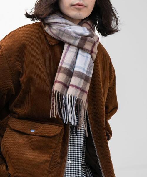 URBAN RESEARCH Sonny Label（アーバンリサーチサニーレーベル）の「ウールカシミヤチェックワイドマフラー（マフラー・メンズ・グレー系その他/ブルー系その他/グリーン系その他/ベージュ系その他・ONE SIZE）」の6枚目の写真