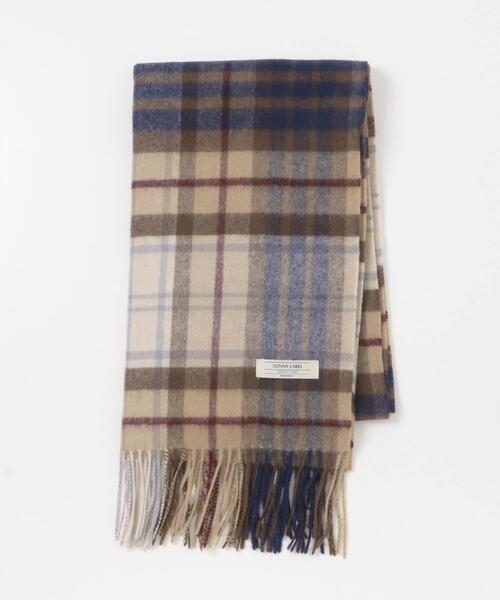 URBAN RESEARCH Sonny Label（アーバンリサーチサニーレーベル）の「ウールカシミヤチェックワイドマフラー（マフラー・メンズ・グレー系その他/ブルー系その他/グリーン系その他/ベージュ系その他・ONE SIZE）」の9枚目の写真