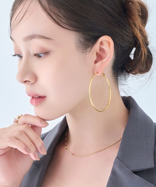 Phoebe(フィービィー)の「【金属アレルギー対応】ライトフープビッグピアス/ステンレス/大振り(ピアス(両耳用)・レディース・イエローゴールド/シルバー・FREE)」の3枚目の写真