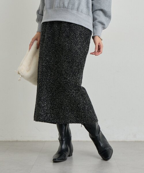 un dix cors（アンディコール）の「《華やぎをプラス》フィルムラメニットタイトスカート（スカート・レディース・チャコールグレー/ブラック・FREE）」の10枚目の写真