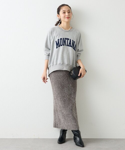 un dix cors（アンディコール）の「《華やぎをプラス》フィルムラメニットタイトスカート（スカート・レディース・チャコールグレー/ブラック・FREE）」の8枚目の写真