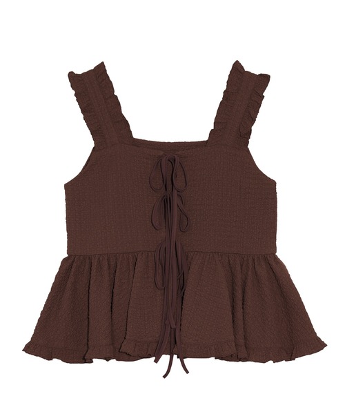 PUNYUS（プニュズ）の「2WAYフリルキャミチュニック（ベスト・レディース・サックスブルー/ブラック/ブラウン・1/2/3/4）」の18枚目の写真