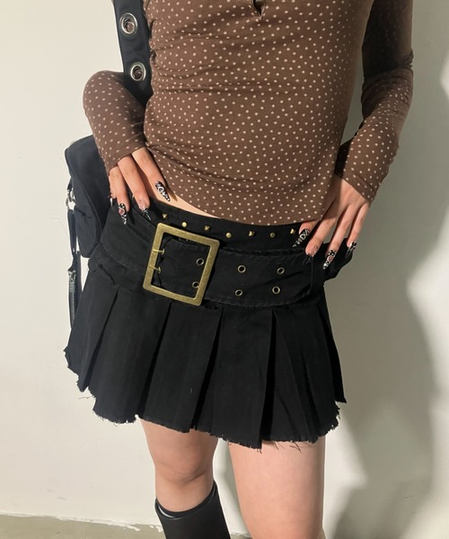 A'GEM/9 × .kom 『.KOM/ドットケーオーエム』 Y2Kベルト付きプリーツ