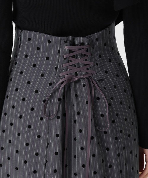 31 Sons de mode（トランテアン　ソン　ドゥ　モード）の「2025秋冬新作 ストライプドットフロッキーマーメイドスカート（スカート・レディース・チャコールグレー/ブラウン・S/M）」の14枚目の写真