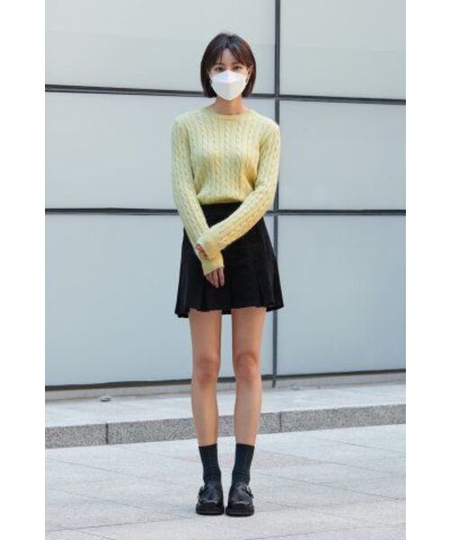 MUSINSA STANDARD WOMAN（ムシンサスタンダードウーマン）の「ウィメンズアンゴラブレンドケーブルクルーネックニット[レモネード]（ニット/セーター・レディース・その他・MEDIUM/LARGE/X-SMALL/SMALL）」の9枚目の写真