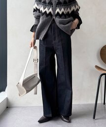 DouDou（ドゥドゥ）の「ハイウエストダブルボタンデニム（デニムパンツ・レディース）」