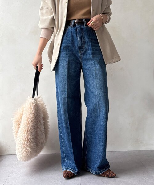 ハイウエストダブルボタンデニム（デニムパンツ）｜DouDou（ドゥドゥ