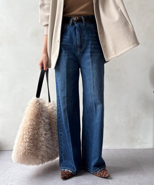 DouDou（ドゥドゥ）の「ハイウエストダブルボタンデニム（デニムパンツ