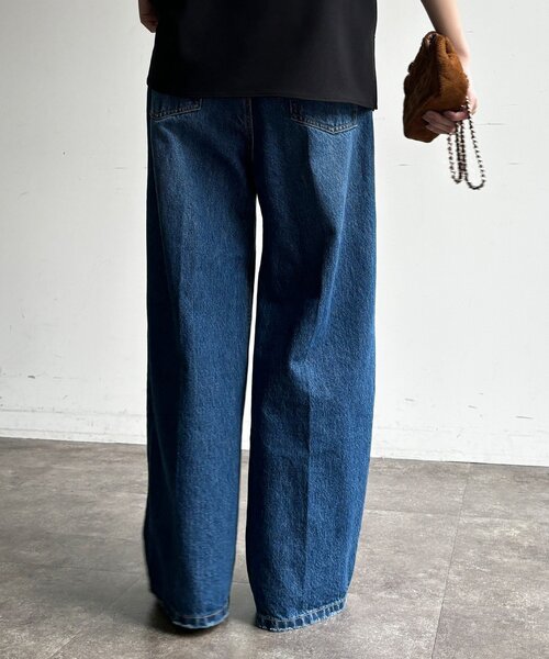 DouDou(ドゥドゥ)の「ハイウエストダブルボタンデニム(デニムパンツ・レディース・ブルー/インディゴブルー・38/36)」の10枚目の写真