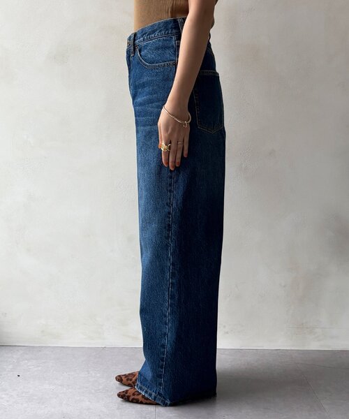 DouDou（ドゥドゥ）の「ハイウエストダブルボタンデニム（デニムパンツ