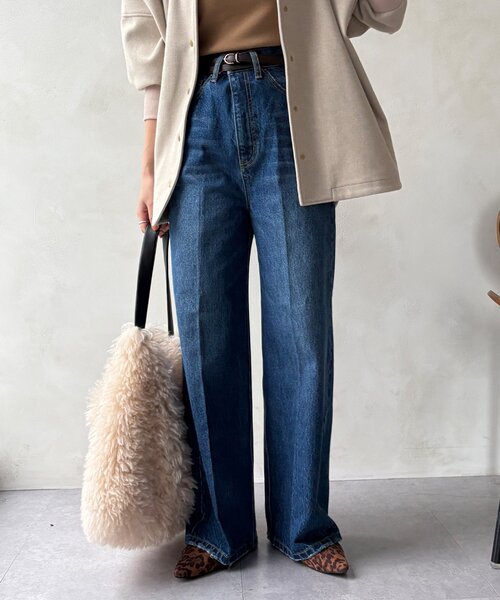 ハイウエストダブルボタンデニム（デニムパンツ）｜DouDou（ドゥドゥ