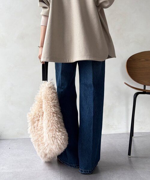 DouDou(ドゥドゥ)の「ハイウエストダブルボタンデニム(デニムパンツ・レディース・ブルー/インディゴブルー・38/36)」の20枚目の写真