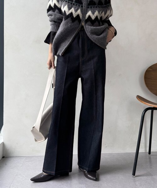 ハイウエストダブルボタンデニム（デニムパンツ）｜DouDou（ドゥドゥ