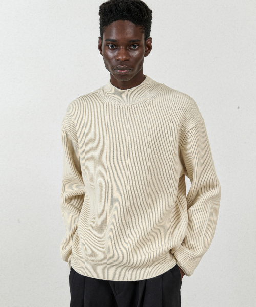 Basic mock neck over‑sized sweater (MAN) — крупный свитер с имитацией горловины, Cream Ivory