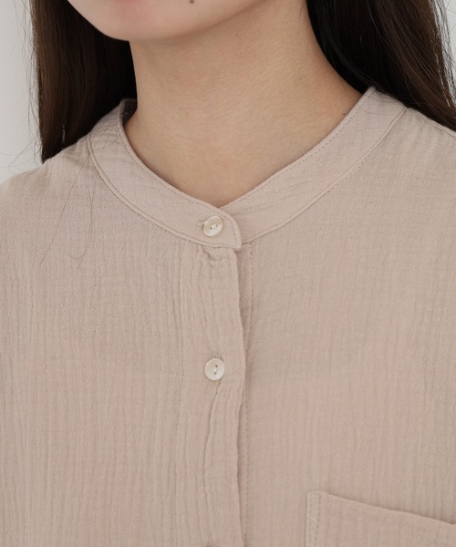 OMNES(オムネス)の「ダブルガーゼバンドカラーワンピース(ワンピース・レディース・ベージュ・FREE)」の9枚目の写真