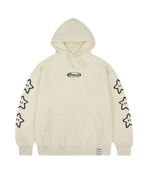 セール】[ユニセックス]STARサークルロゴフードパーカー_クリーム