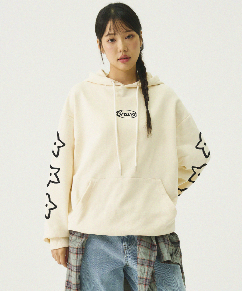 セール】[ユニセックス]STARサークルロゴフードパーカー_クリーム