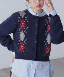 FREE'S MART | ◆ダブルジャガードアーガイルニットカーディガン(ニット/セーター)