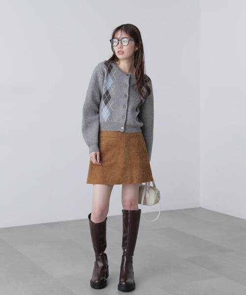 FREE'S MART（フリーズマート）の「◆ダブルジャガードアーガイルニットカーディガン（ニット/セーター・レディース・グレー/ネイビー/ブラウン・FREE）」の10枚目の写真